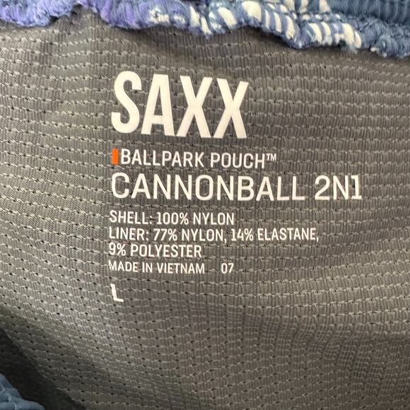 Saxx Cannonball 2N1 Swim Trunks Mens Large Blue Crane Bird Bathing Suit Beach - Picture 5 of 10